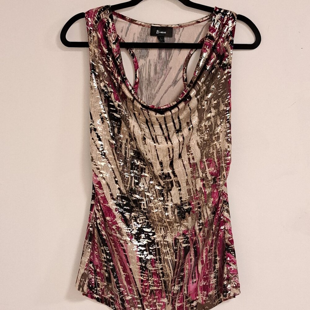 B Wear Sleeveless Racer Back Top Cowled Neckline Misses Size Large